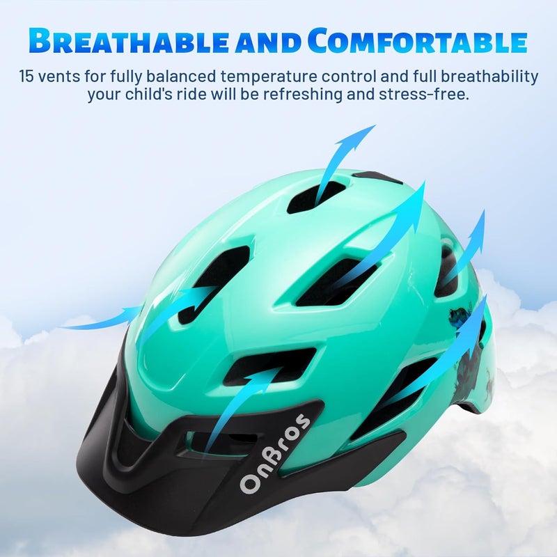 OnBros Kids Bike Helmet - Bike Helmets for 5-14 Boys or Girls with Visor, Children Bicycle Helmet for Skateboard Mountain Scooter Road Cycling, Lightweight and Adjustable 50-57CM - Image 5